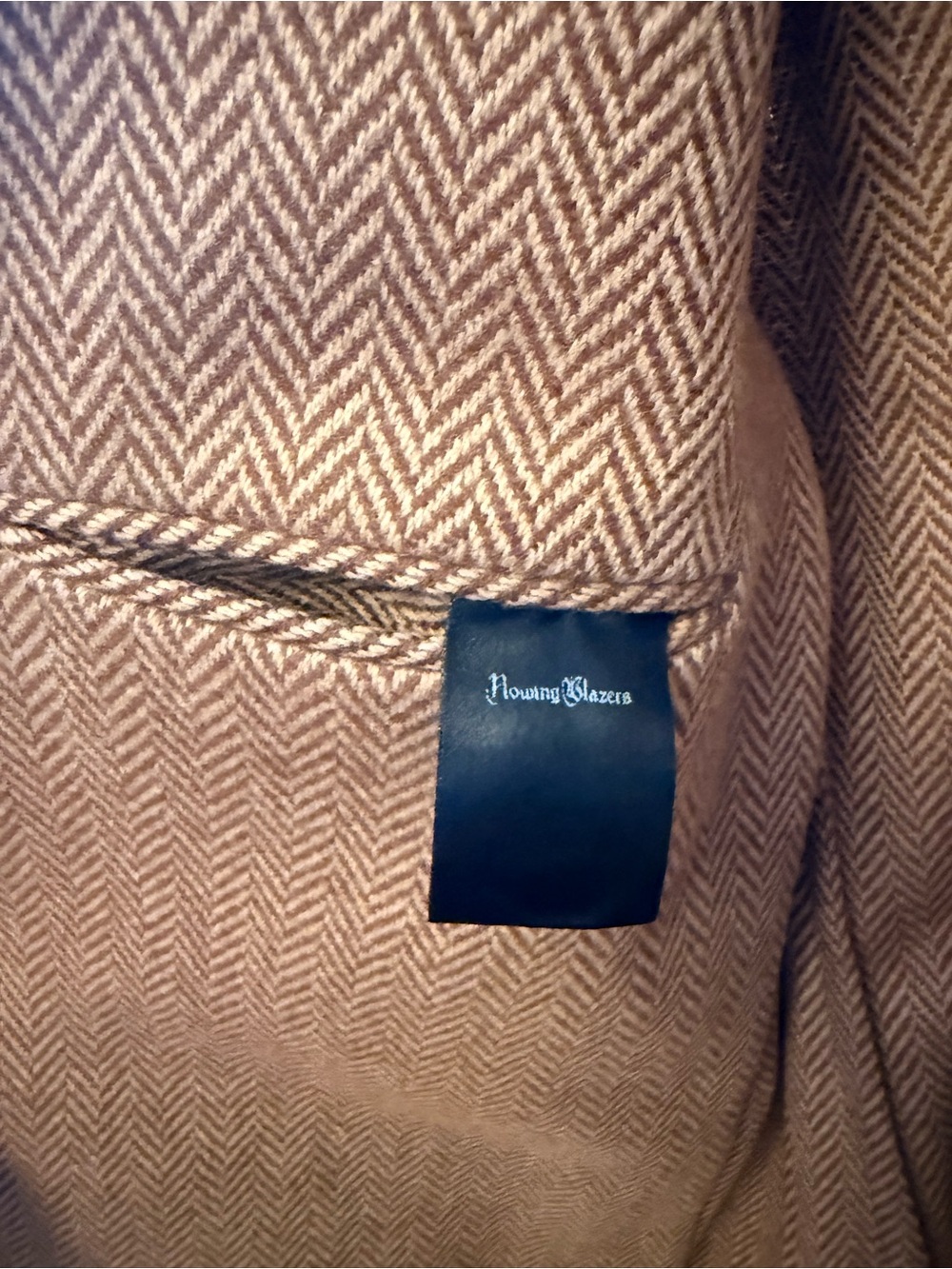 Super Rare Rowing Blazers Camel Herringbone Blazer w Patch 40R Made in Portugal - Picture 12 of 12